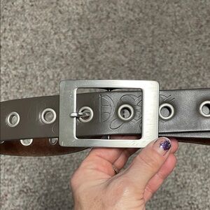 Cross silver open grommet brown Leather Belt- new